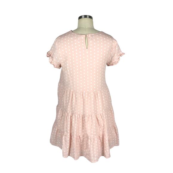 RACHEL PARCELL Dress Pink White Polka Dot Oversized Babydoll Mini Dress Size S - Picture 3 of 6